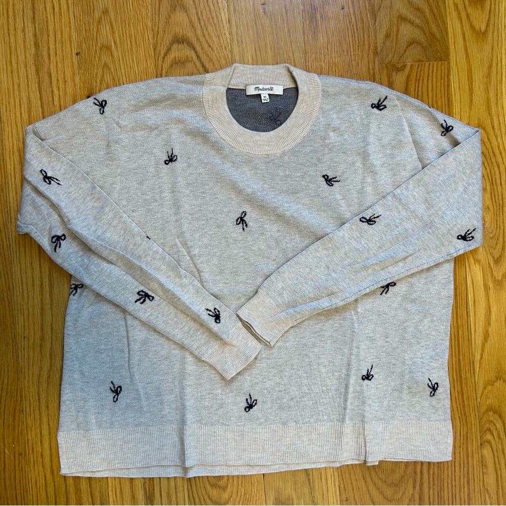 Madewell Bow Jacquard Sweater in XS